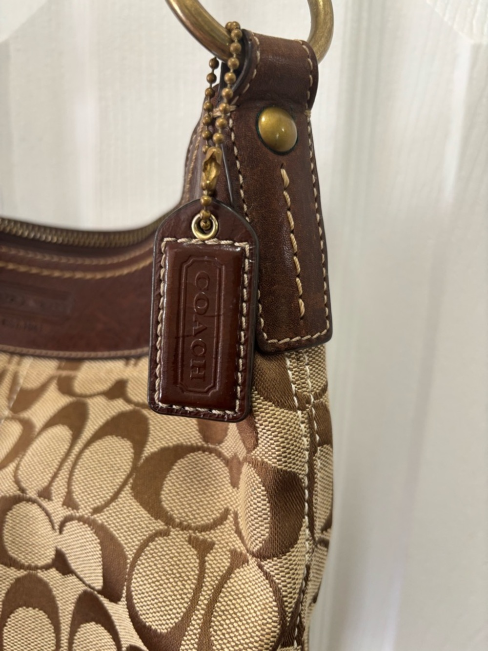 Coach VINTAGE G06M-10403 Signature Tan Jacquard Medium Convertible Duffle EUC - Picture 13 of 16